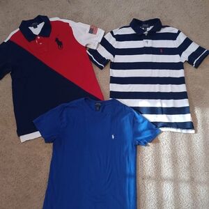 Polo by Ralph Lauren Kids' Striped and Solid Polo Shirts (LG) Red, Blue, White